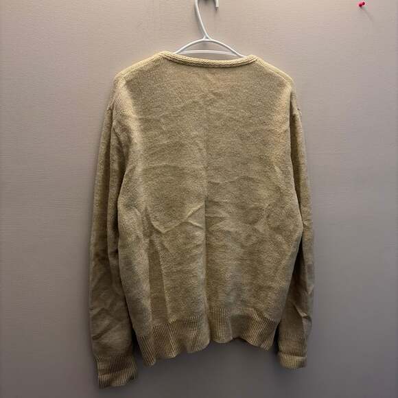 Vintage 1970s Knit Cardigan Sweater Cream Oatmeal Button Pocket Detail Large - Picture 4 of 4